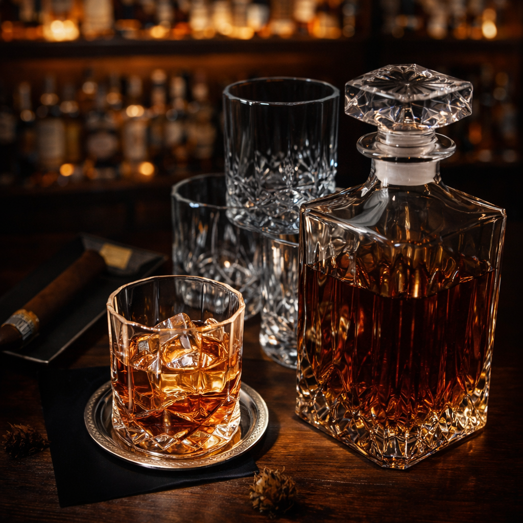 Whiskey Decanter - Set with Bottle and Glass