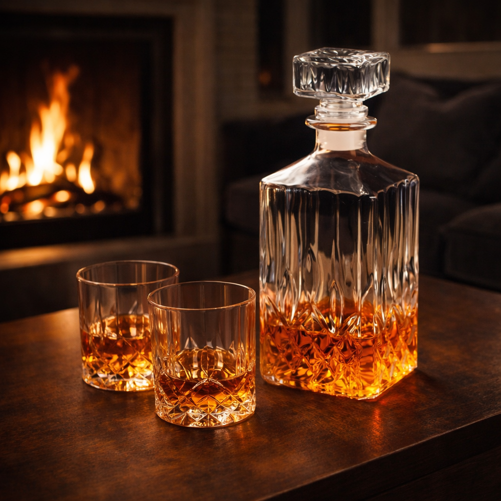 Whiskey Decanter - Set with Bottle and Glass