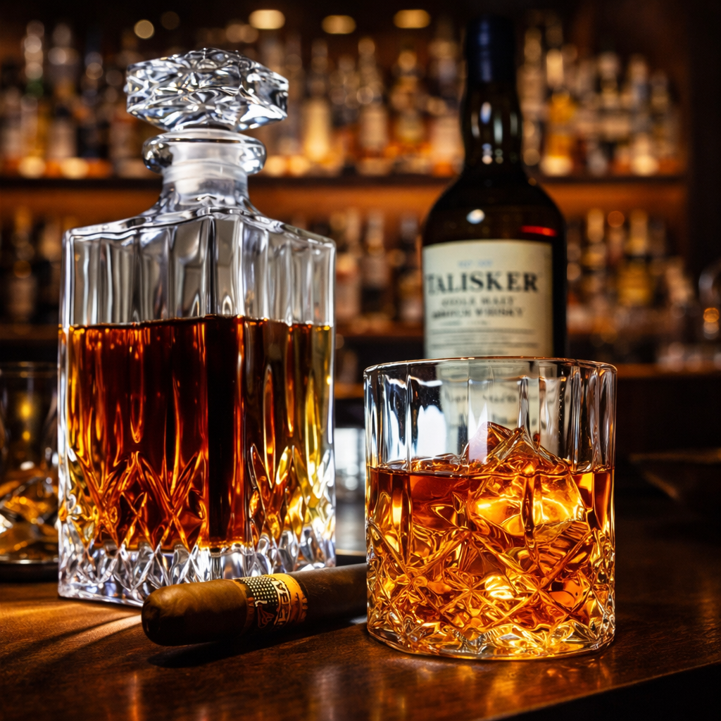 Whiskey Decanter - Set with Bottle and Glass